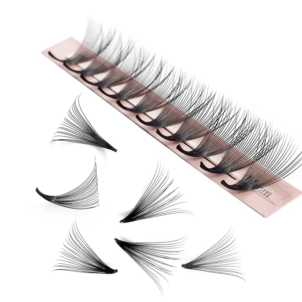 Color: Light Blue, Curl: D, Thickness: 0.07mm, Length: 13mm, Ships From: CHINA - Goddess 12D/14D/16D/20D Premade Fan Eyelash Extensions Natural Soft Russian Volume Lashes Faux Mink Individual Lash Extensions