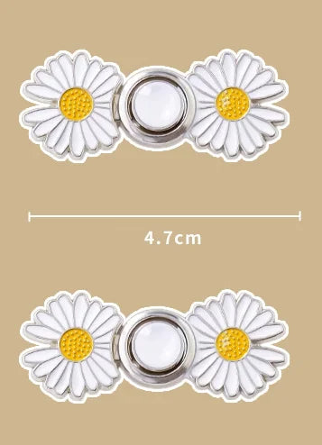 2pcs Skirt Pants Tighten Waist Brooches Jeans Adjustable Waist Clip Button Pearl Women's Brooch Set DIY Clothing Accessories - Metal color white-silvery