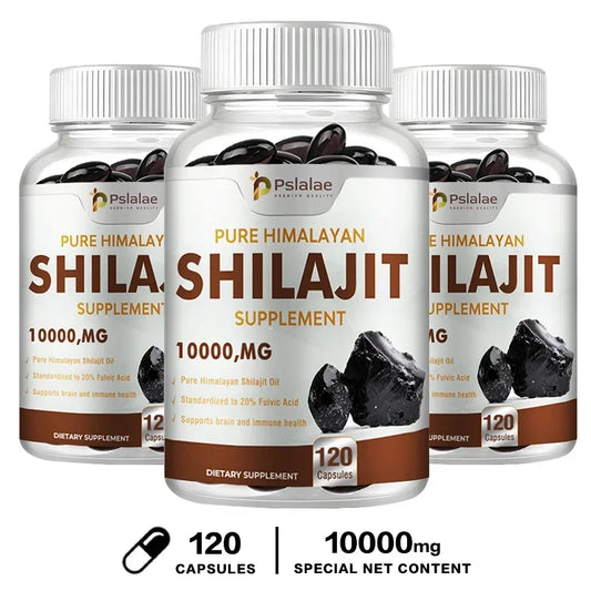 Shilajit Supplements - Enhance Nutrient Absorption and Promote Detoxification, Relieve Stress - Package 120 Capsule-3bottles