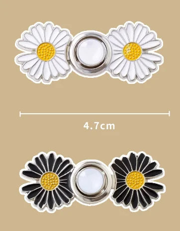 2pcs Skirt Pants Tighten Waist Brooches Jeans Adjustable Waist Clip Button Pearl Women's Brooch Set DIY Clothing Accessories - Metal color white black silvery