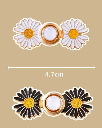 2pcs Skirt Pants Tighten Waist Brooches Jeans Adjustable Waist Clip Button Pearl Women's Brooch Set DIY Clothing Accessories - Metal color white black golden
