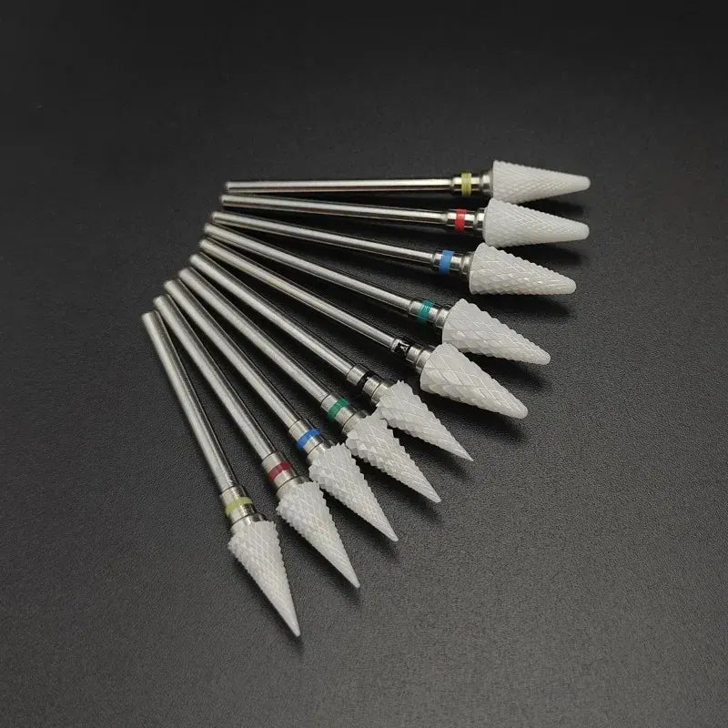 Color: Orange - Ceramic Carbide Nail Drill Bit Rotate Burr Milling Nail Cutter Bits Electric Drill Machine For Manicure Pedicure Tools