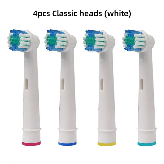 Color: Khaki - Electric Toothbrush Nozzles For Oral B Braun 3D White Floss Action Precision Clean Gum Care Universal Toothbrush Heads for OralB