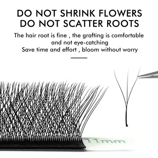 Color: Light Blue, Curl: C, Thickness: 0.07mm, Length: MIX - NATUHANA W Lashes Extension L LU(M) Curl Individual Mink YY Lashes 3D W-shaped Volume Fan Eyelash Extension