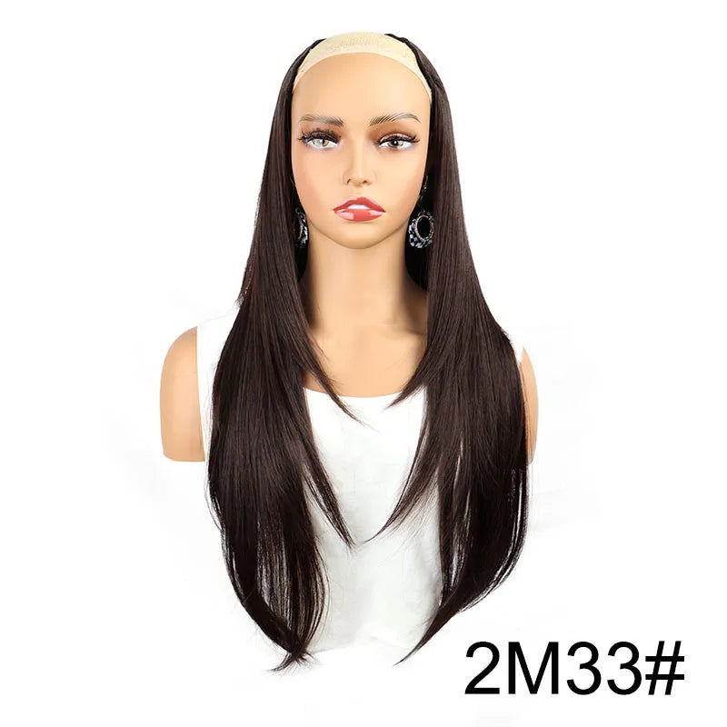 WIGSIN 22Inch Synthetic V-shaped Layered 4 Clips Long Straight Hair Extension Fashion Invisible Hairpiece Wig for Women - Color 2M33