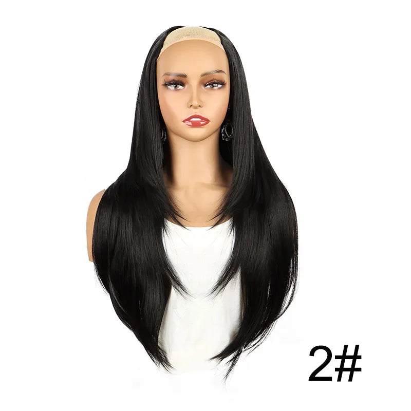 WIGSIN 22Inch Synthetic V-shaped Layered 4 Clips Long Straight Hair Extension Fashion Invisible Hairpiece Wig for Women - Color 2