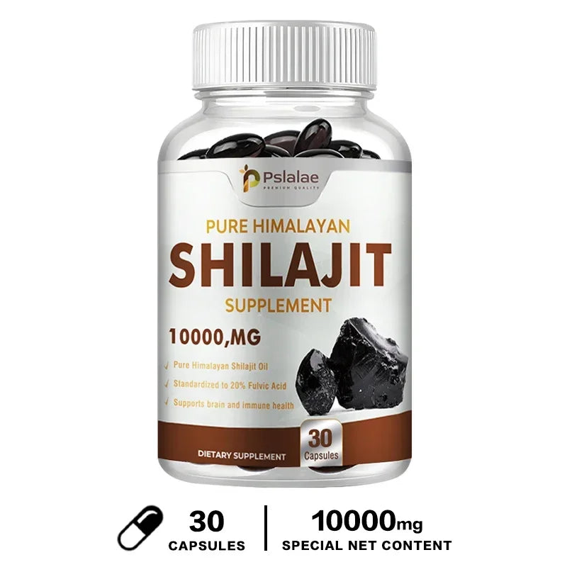 Shilajit Supplements - Enhance Nutrient Absorption and Promote Detoxification, Relieve Stress - Package 30 Capsules
