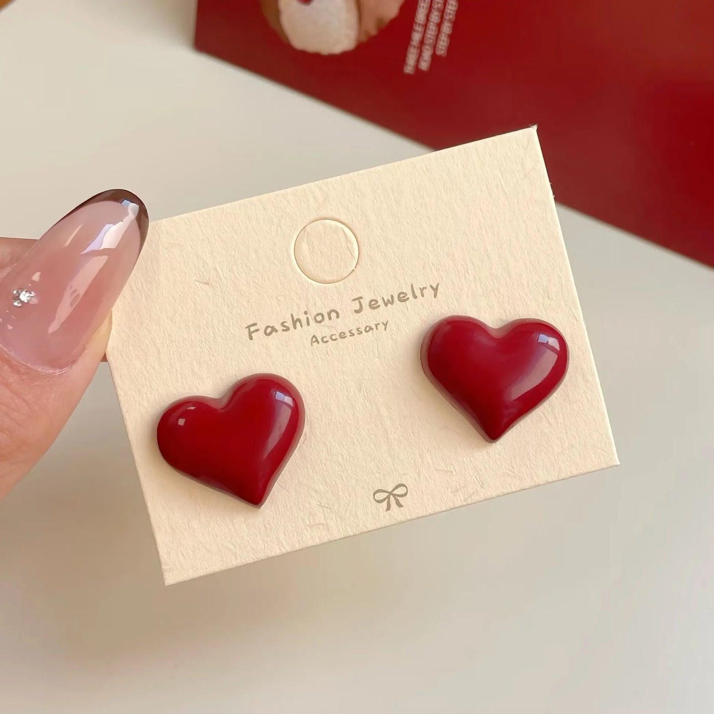 Retro Style Red Bowknot Stud Earrings for Women Girls Simple Earings Piercing Ballet Ribbon Aesthetics Elegant Ear Jewelry Gifts - Metal Color Love