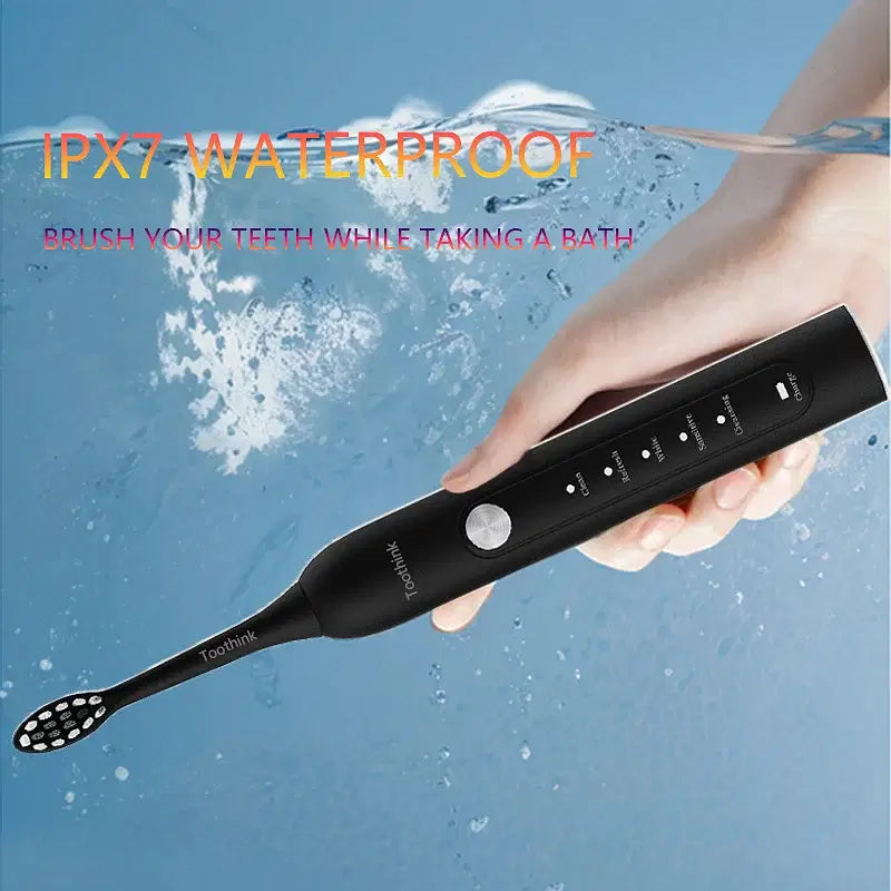 Color: Brown - Toothink Electric Toothbrush Smart Timing Tooth Brush Rechargeable Teeth Clean Whitening Sonic Toothbrush With Replacement Head