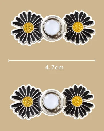 2pcs Skirt Pants Tighten Waist Brooches Jeans Adjustable Waist Clip Button Pearl Women's Brooch Set DIY Clothing Accessories - Metal color black-silvery