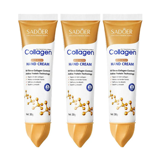 3pcs*30g Collagen Hand Cream Skin Soften Nourish Moisturizing Korean Skin Care Cracked Repair Products - Color 3PCS