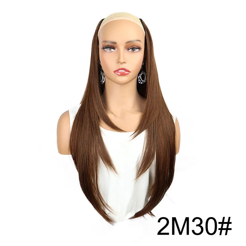 WIGSIN 22Inch Synthetic V-shaped Layered 4 Clips Long Straight Hair Extension Fashion Invisible Hairpiece Wig for Women - Color 2M30