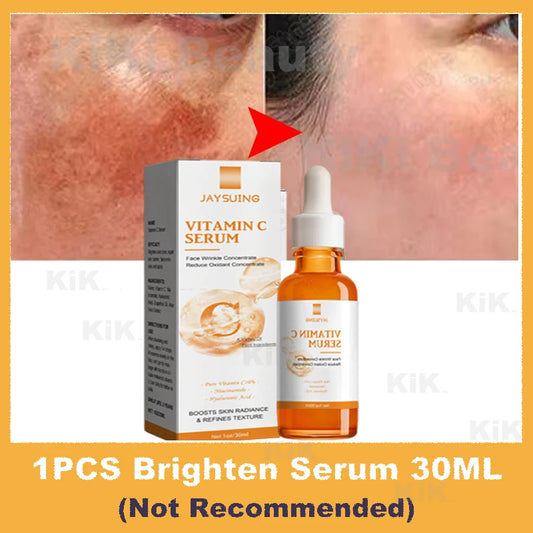 Vitamin C Whitening Serum Effective Remove Dark Spots Freckles Fade Melanin Anti-Wrinkle Brightening Nourishing Face Skin Care - NET WT 1PC