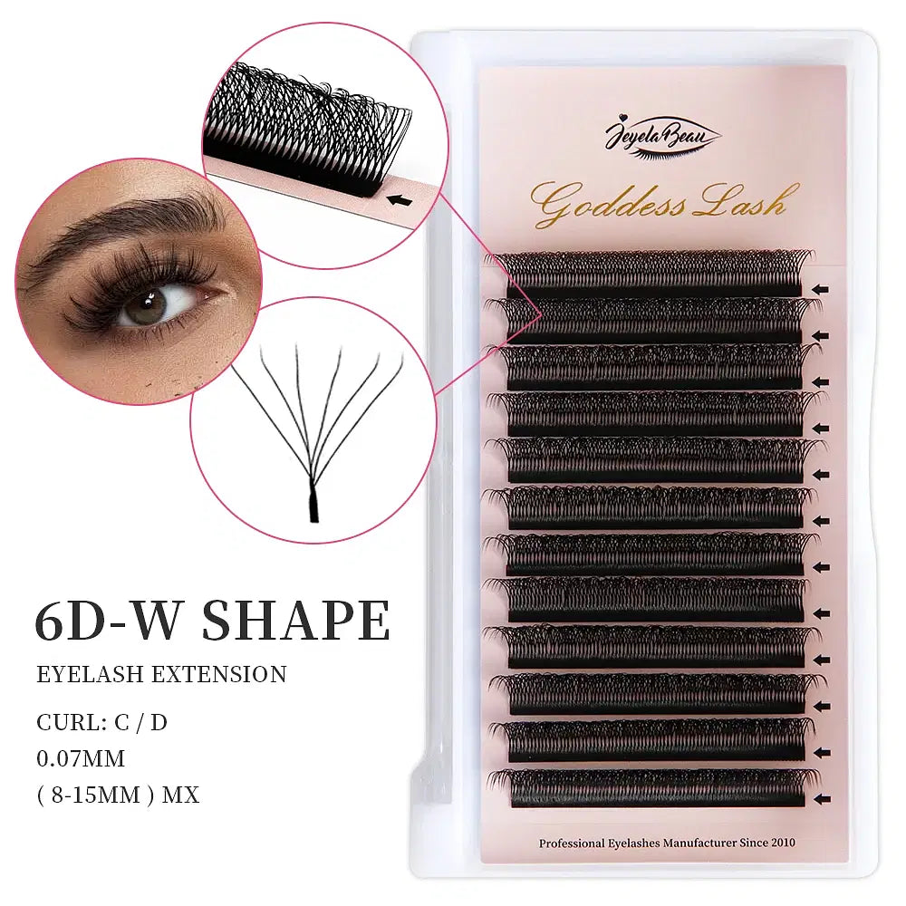 Color: DEEP BLUE, Curl: D, Thickness: 0.07mm, Length: 8mm, Ships From: CHINA - Goddess 3D/4D/5D/6D/7D/8D W Shape lashes 4D Premade Fan Lash Extensions 0.07 C/D Curl Natural Soft High Quality Idividual Lashes