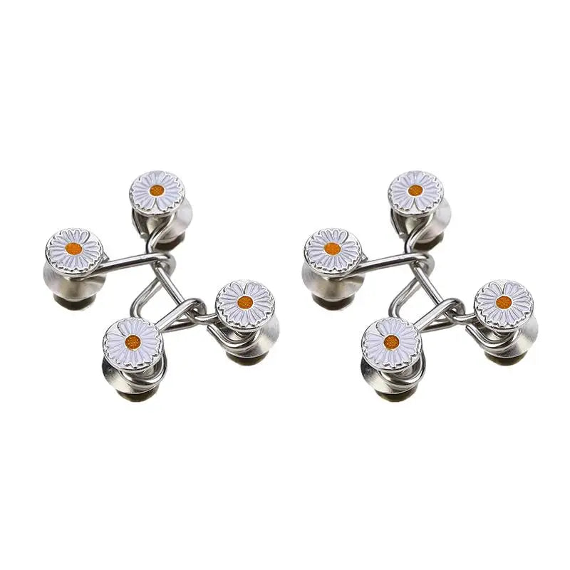 2pcs Skirt Pants Tighten Waist Brooches Jeans Adjustable Waist Clip Button Pearl Women's Brooch Set DIY Clothing Accessories - Metal color daisy