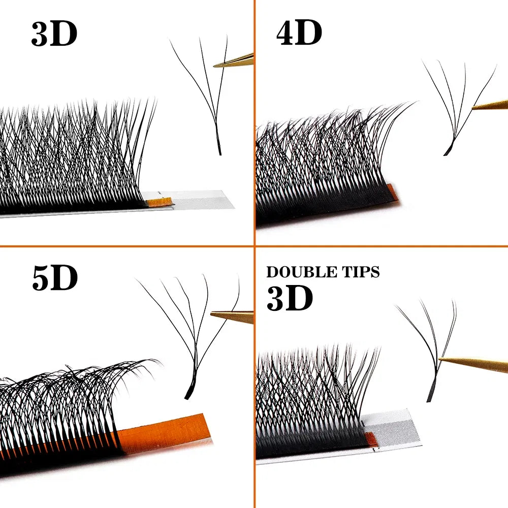 Color: Brushed Chrome, Curl: CC, Thickness: 0.07mm, Length: MIX - Yelix Cilios 5D W Shape Eyelash Extensions 4D/6D Premade Volume Fans Natural Soft Automatic Flowering Lash Makeup Supplies