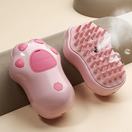 3 in 1 Steamy Pet Dog Brush Cat Steam Brush Electric Spray Cat Hair Brush Comb Massage Pet Grooming Tool Loose Hair Supplies - Color Pink