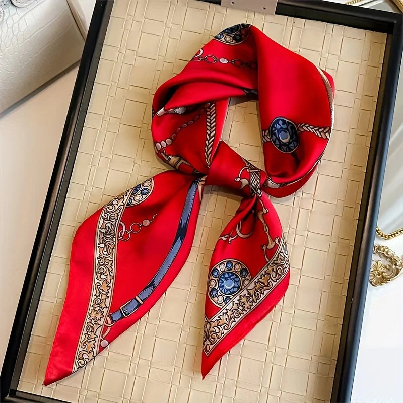 2025 New Fashion 70X70cmPrinted Women's Scarf Pashmina Silk Scarf Square Shawl Decorative Headband Neck Luxury Design Bandana - Color JNC745-01