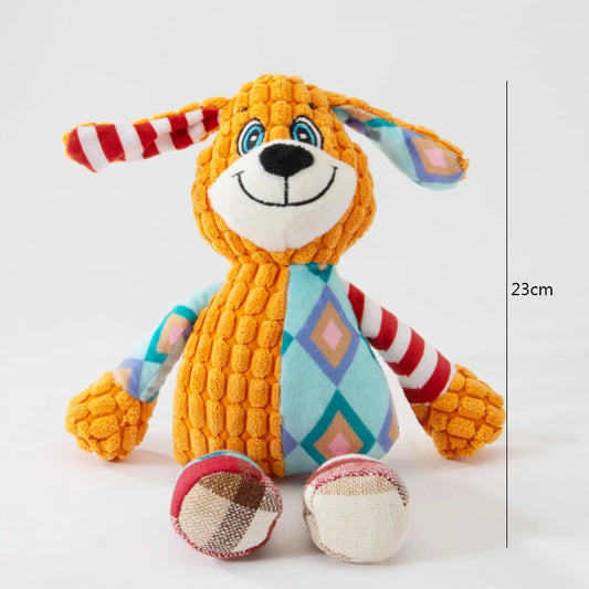 Pet Plush Toy Cat Dog Puzzle Toy Cute Animals Bite Resistant Interactive Squeaky Pet Dog Teeth Cleaning Chew Toy Pet Supplies - Color Dog