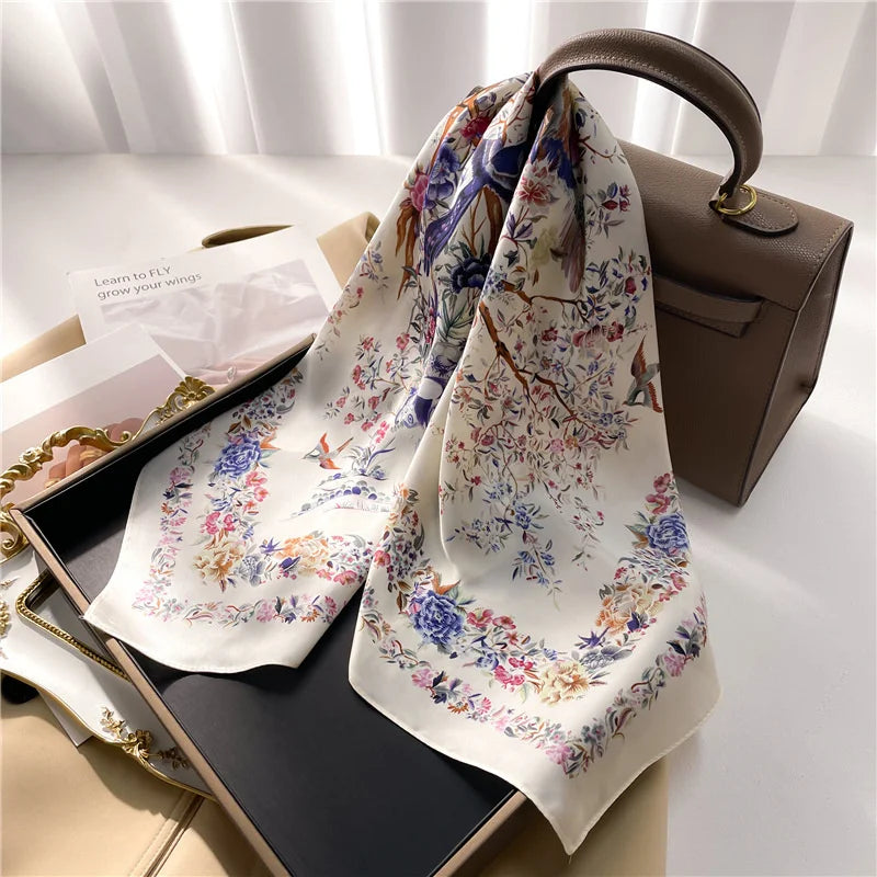 2025 New Fashion 70X70cmPrinted Women's Scarf Pashmina Silk Scarf Square Shawl Decorative Headband Neck Luxury Design Bandana - Color JNC364-02