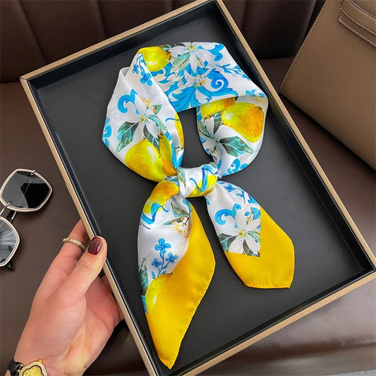 2025 New Fashion 70X70cmPrinted Women's Scarf Pashmina Silk Scarf Square Shawl Decorative Headband Neck Luxury Design Bandana - Color JNC1033-01