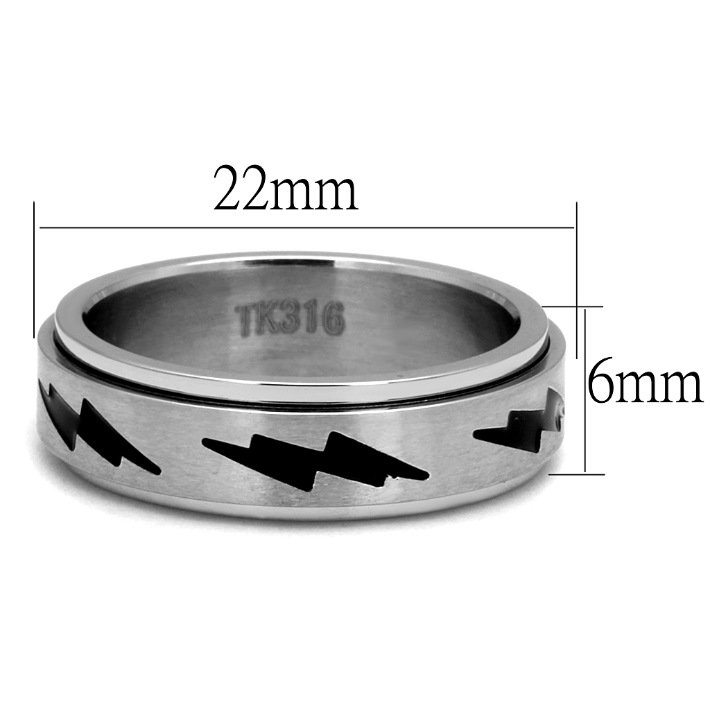TK2926 - High polished (no plating) Stainless Steel Ring with Epoxy  in Jet