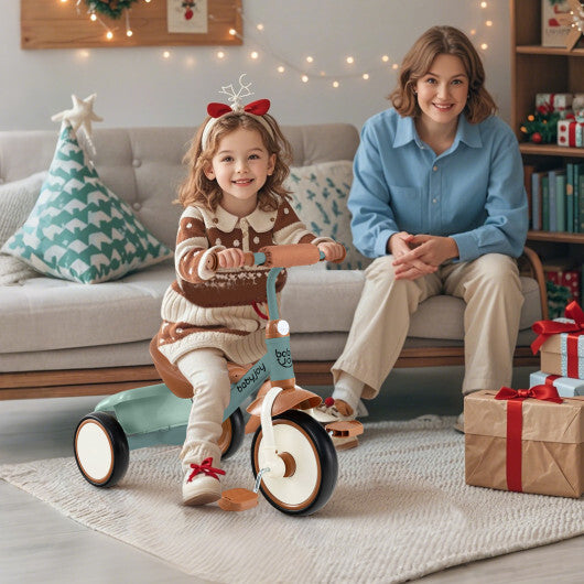 Toddler Tricycle Kids Trike with Adjustable Seat and Basket Aged 3-5 Years Old-Green - Color: Green