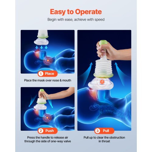 Choking Rescue Device, Portable Airway Clear Anti Choking Suction Device with 2 Multi-size Masks and 1 Storage Bag, First Aid Kit for Removing Blocked Objects, for Home, School, Travel