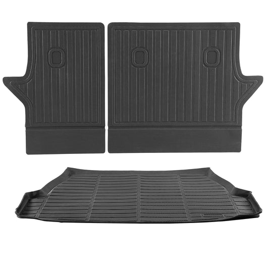 Cargo Mats Compatible with Toyota RAV4 2019-2024, Custom Fit TPE Cargo Liner Set for SUVs, Trunk and Rear Back Seat Protector Replacement, Black, Trunk Mat and Backrest Mats