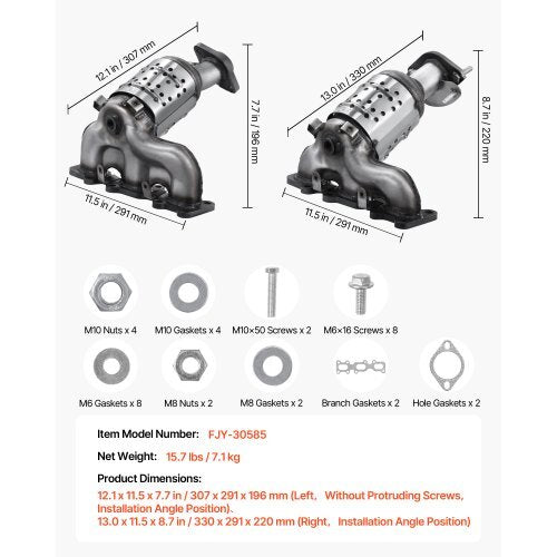 Catalytic Converter, 2 Pack, Compatible with Ford Police Interceptor Sedan Explorer FLEX Police Interceptor Utility Taurus/Lincoln MKS MKT MKZ, 3.5L V6, Front, Left, Right, Replacement OE 30585