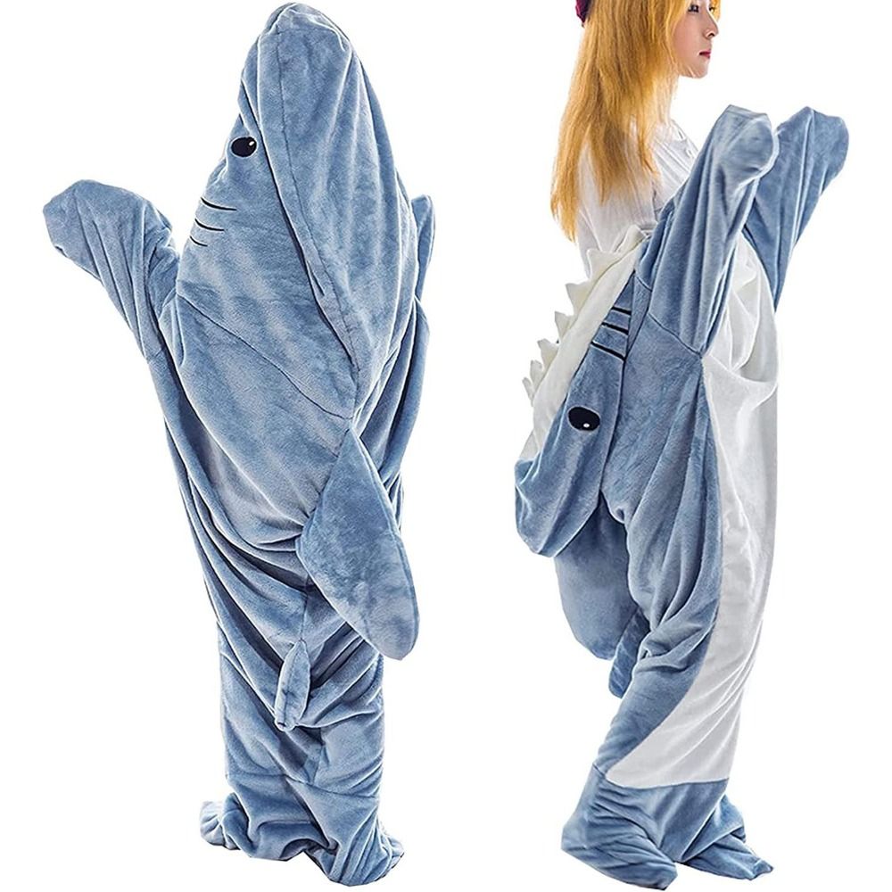 Cartoon Shark Sleeping Bag Pajamas Office Nap Shark Blanket Karakal High Quality Fabric Mermaid Shawl Blanket For Children