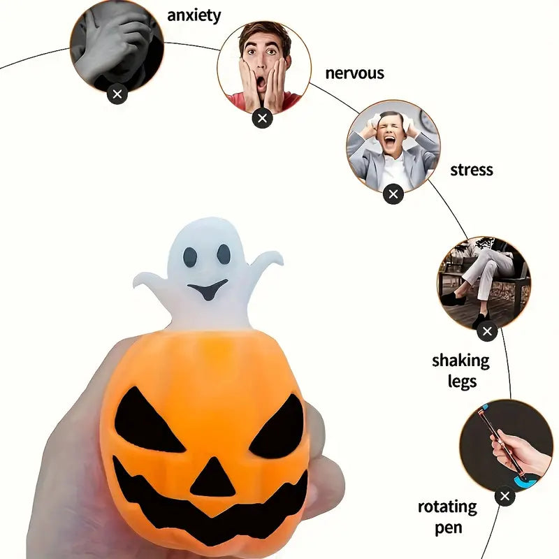 2pcs Halloween Pumpkin Squeeze Toys - Spooky Relax, Perfect for Youngsters Party Favors and Decorations