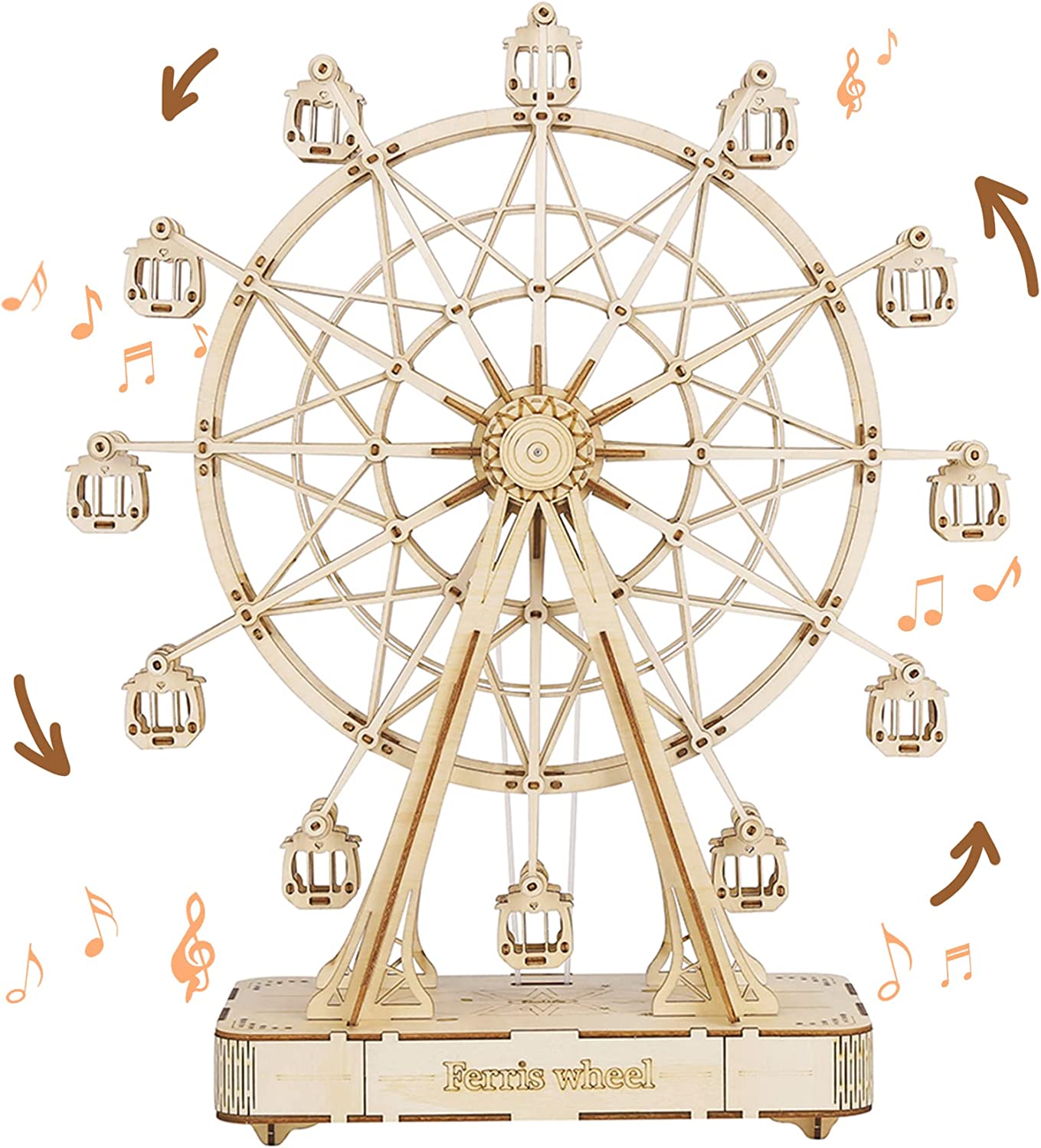 Robotime DIY Wooden Rotatable Ferris Wheel Model With Playing Music Toys For Children Birthday TGN01