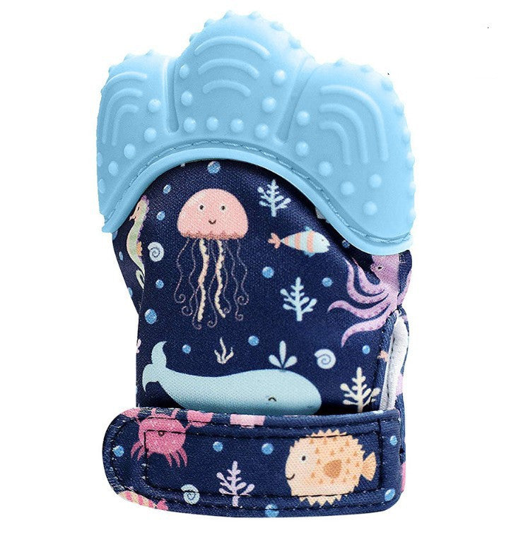 Baby teether baby anti-bite silicone molar gloves children's sound toys